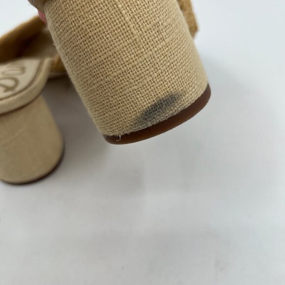 Sam Edelman Beige Wicker Heeled Peep Toe Mules | Size 10 - Picture 9 of 11